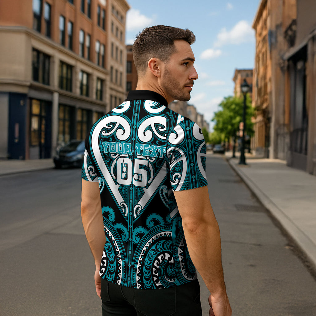 Custom Aotearoa Tapuika Zipper Polo Shirt Maori Tribal Pattern