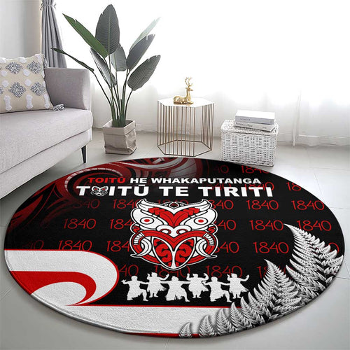 Aotearoa Toitu He Whakaputanga Round Carpet Toitu Te Tiriti O Waitangi