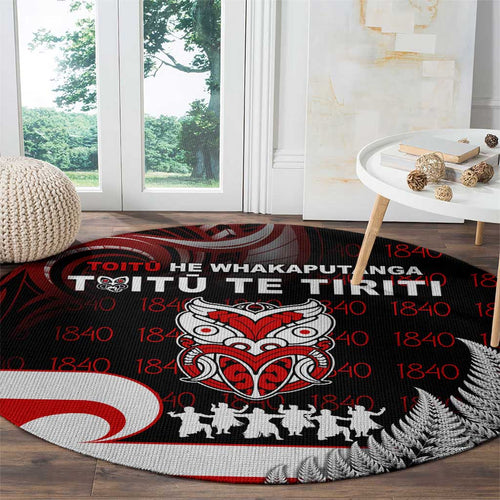 Aotearoa Toitu He Whakaputanga Round Carpet Toitu Te Tiriti O Waitangi
