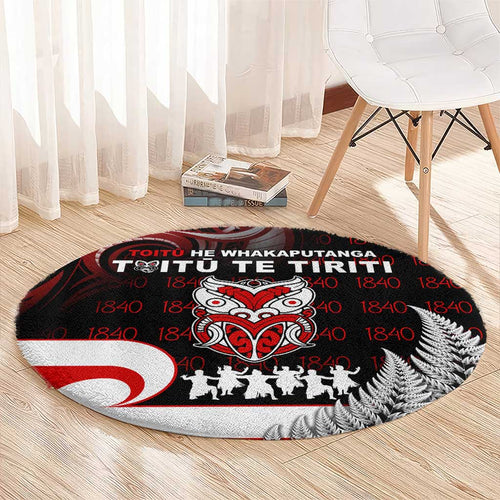 Aotearoa Toitu He Whakaputanga Round Carpet Toitu Te Tiriti O Waitangi