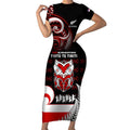 Aotearoa Toitu He Whakaputanga Short Sleeve Bodycon Dress Toitu Te Tiriti O Waitangi