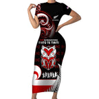 Aotearoa Toitu He Whakaputanga Short Sleeve Bodycon Dress Toitu Te Tiriti O Waitangi
