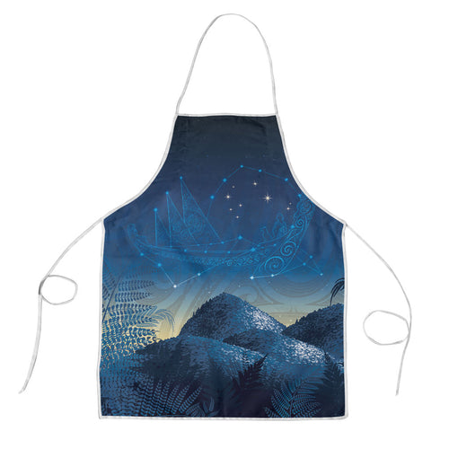 New Zealand Matariki Apron Maori Waka With Silver Fern