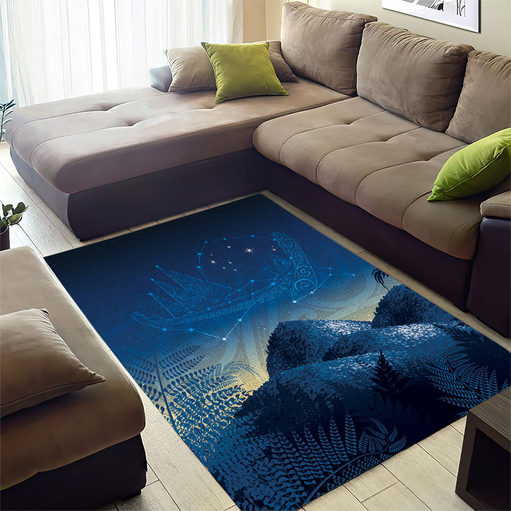 New Zealand Matariki Area Rug Maori Waka With Silver Fern