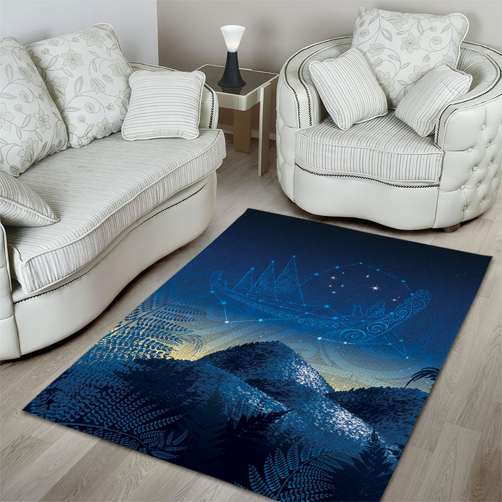 New Zealand Matariki Area Rug Maori Waka With Silver Fern