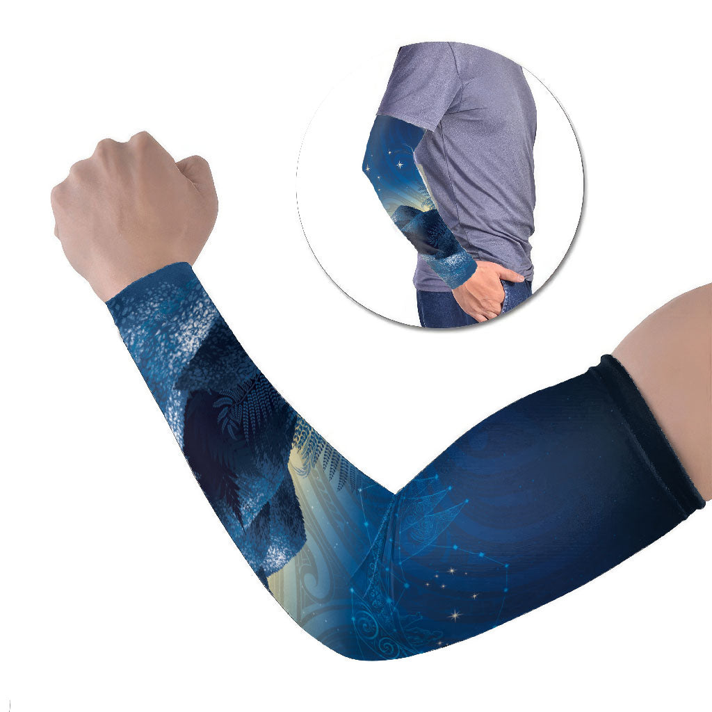 New Zealand Matariki Arm Sleeves Maori Waka With Silver Fern