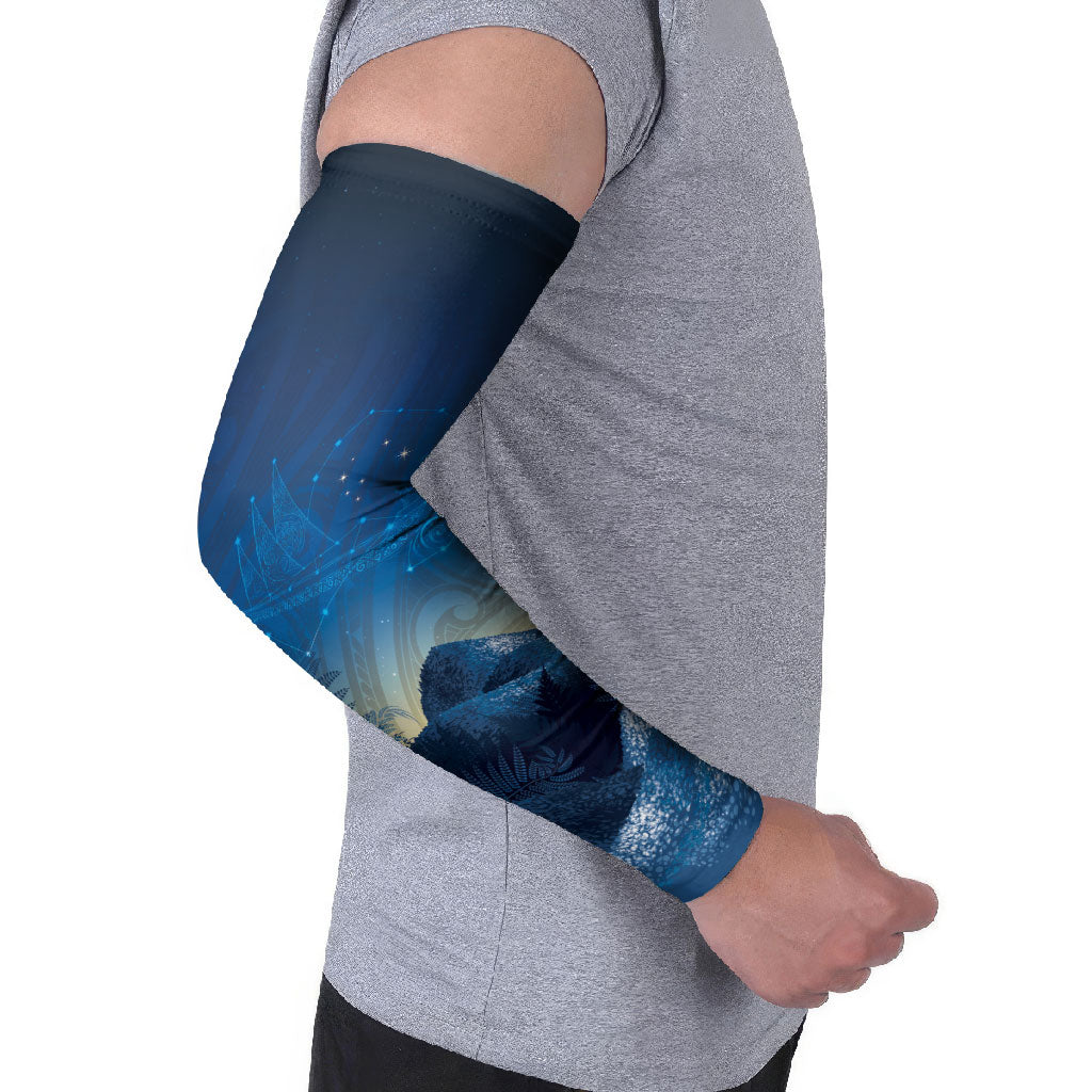 New Zealand Matariki Arm Sleeves Maori Waka With Silver Fern