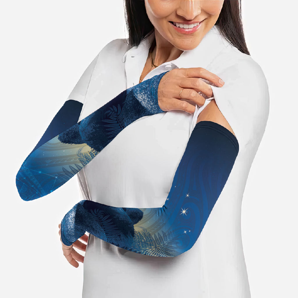 New Zealand Matariki Arm Sleeves Maori Waka With Silver Fern