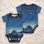 New Zealand Matariki Baby Onesie Maori Waka With Silver Fern