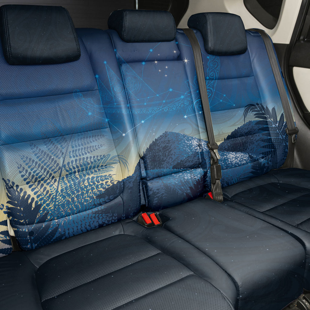 New Zealand Matariki Back Car Seat Cover Maori Waka With Silver Fern