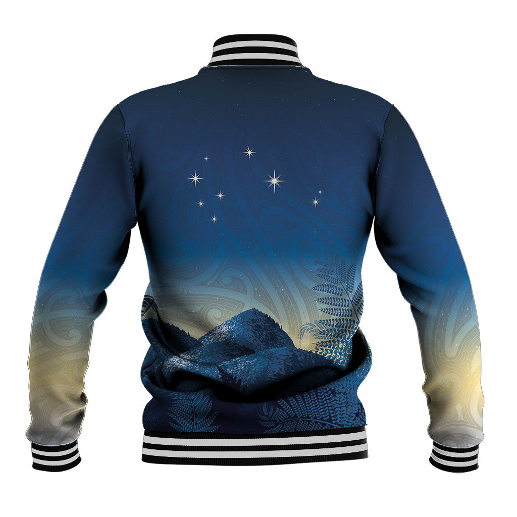 New Zealand Matariki Baseball Jacket Maori Waka With Silver Fern