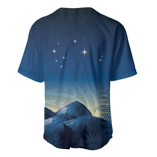 New Zealand Matariki Baseball Jersey Maori Waka With Silver Fern