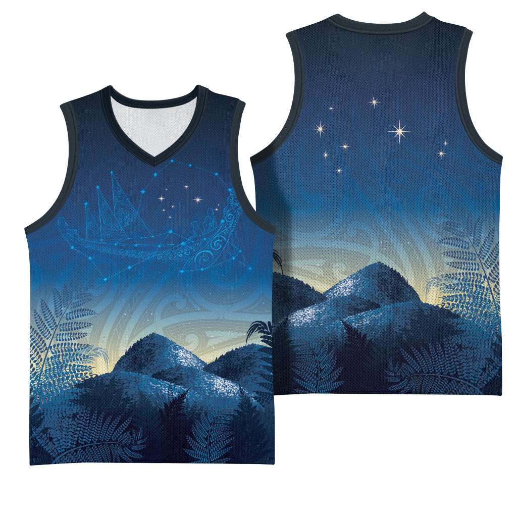 New Zealand Matariki Basketball Jersey Maori Waka With Silver Fern