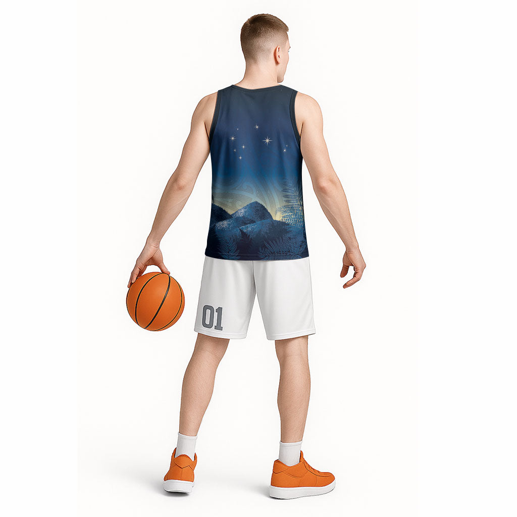 New Zealand Matariki Basketball Jersey Maori Waka With Silver Fern
