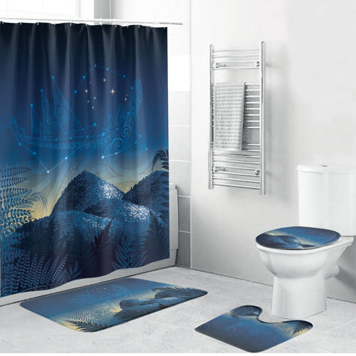 New Zealand Matariki Bathroom Set Maori Waka With Silver Fern