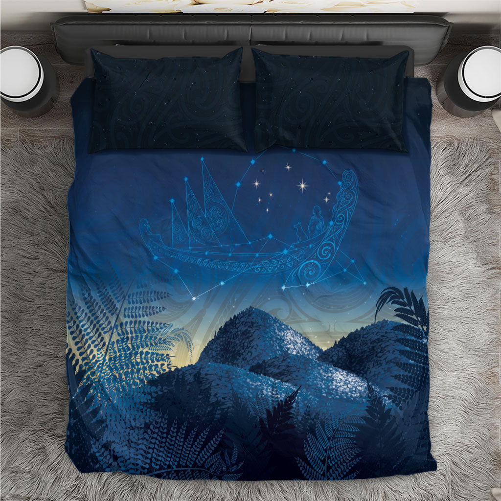 New Zealand Matariki Bedding Set Maori Waka With Silver Fern