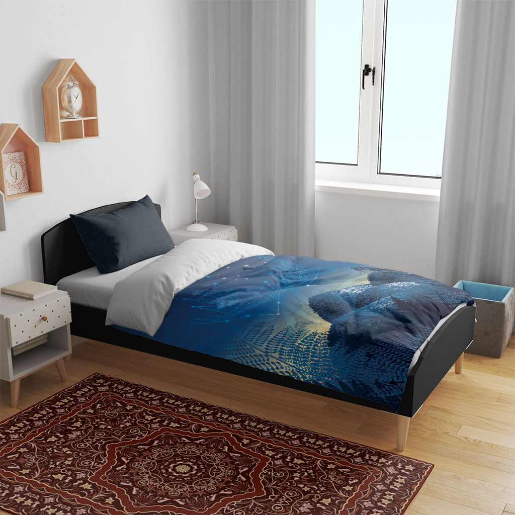 New Zealand Matariki Bedding Set Maori Waka With Silver Fern