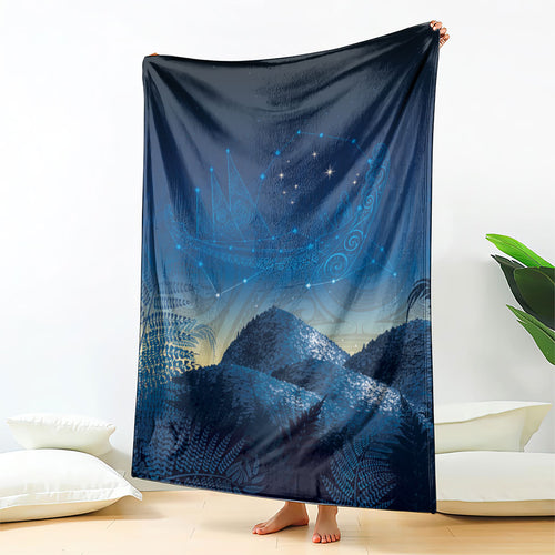 New Zealand Matariki Blanket Maori Waka With Silver Fern