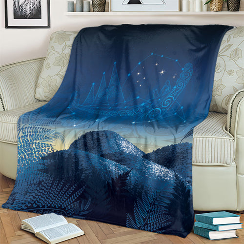 New Zealand Matariki Blanket Maori Waka With Silver Fern