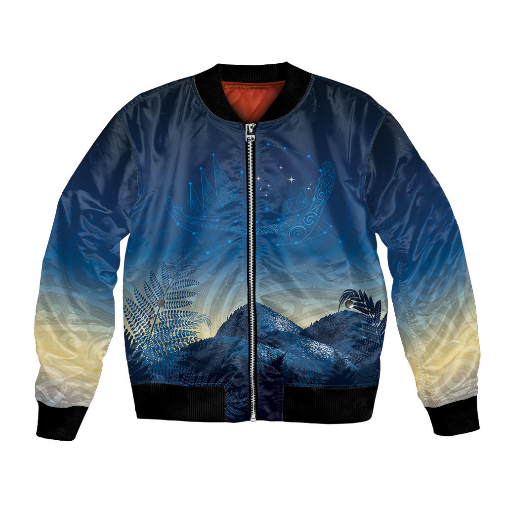New Zealand Matariki Bomber Jacket Maori Waka With Silver Fern