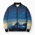 New Zealand Matariki Bomber Puffer Jacket Maori Waka With Silver Fern