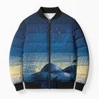 New Zealand Matariki Bomber Puffer Jacket Maori Waka With Silver Fern