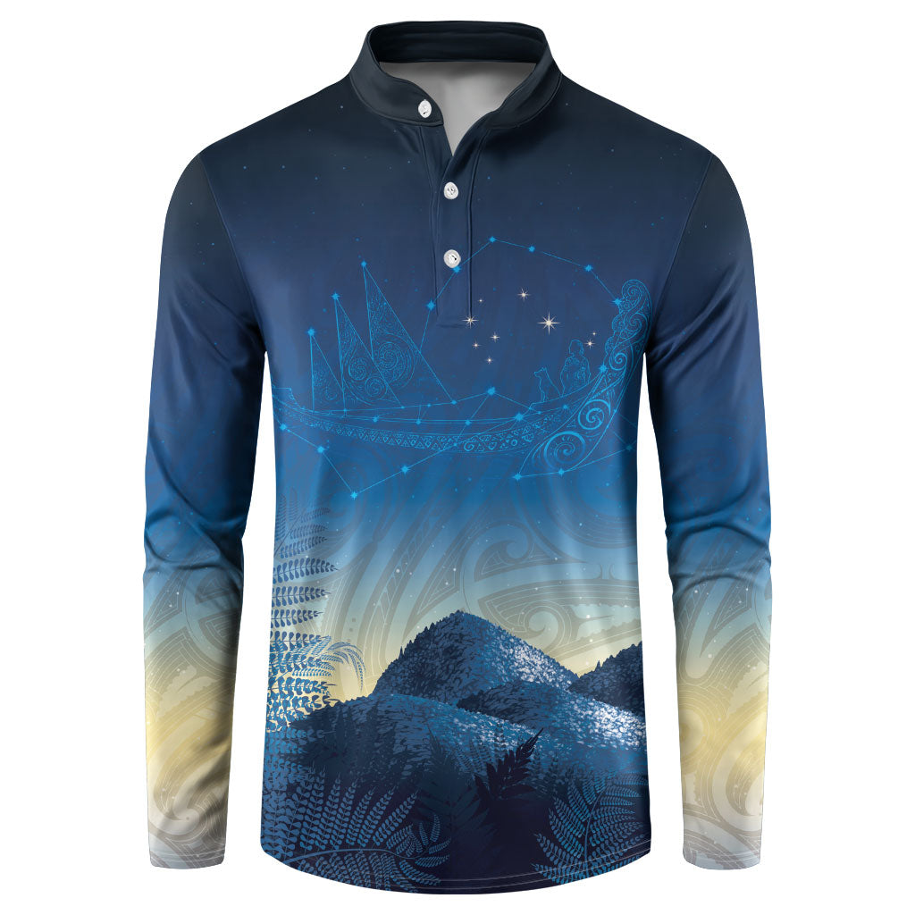 New Zealand Matariki Button Sweatshirt Maori Waka With Silver Fern