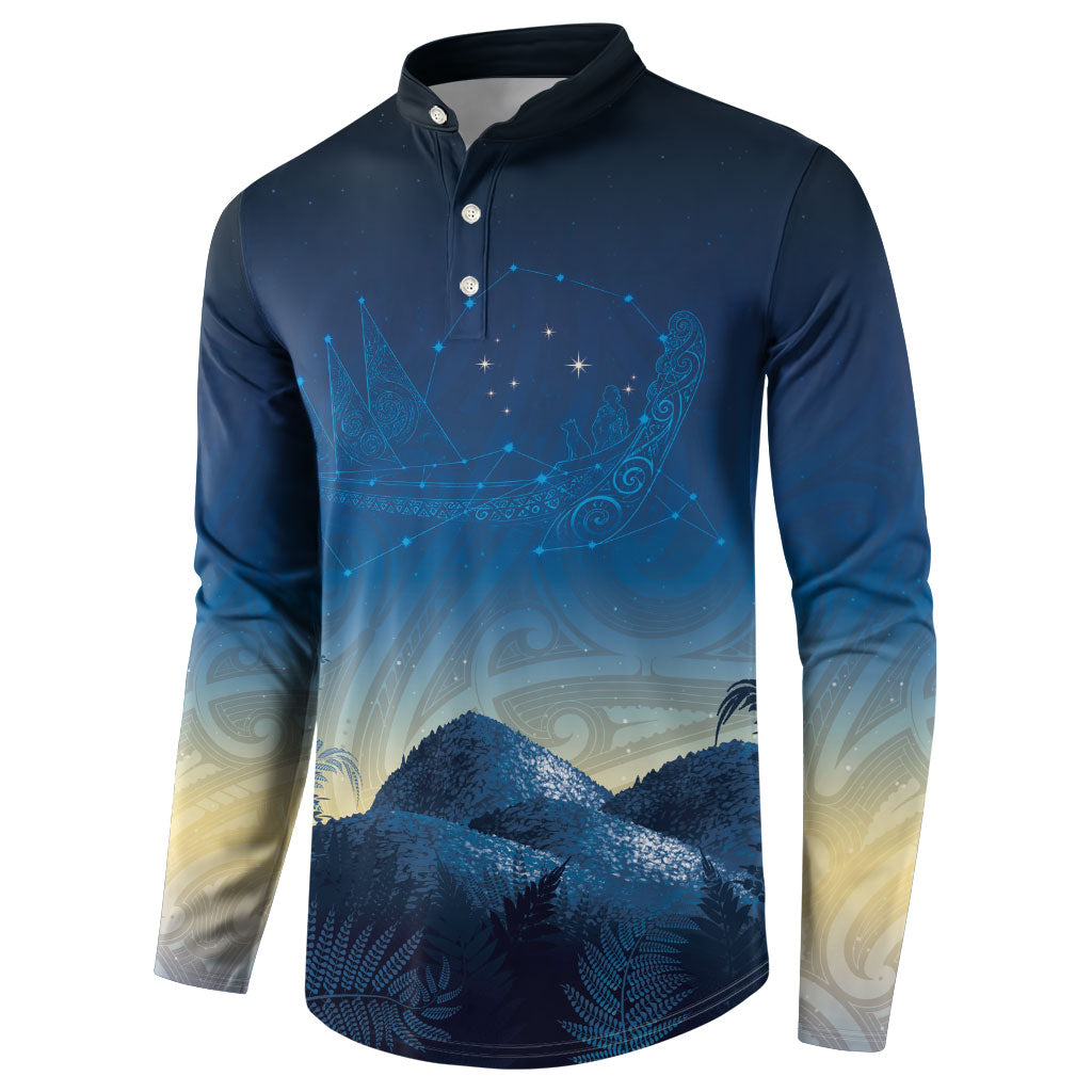 New Zealand Matariki Button Sweatshirt Maori Waka With Silver Fern