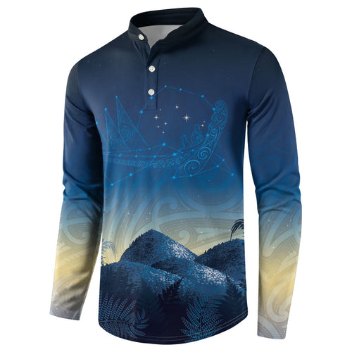 New Zealand Matariki Button Sweatshirt Maori Waka With Silver Fern