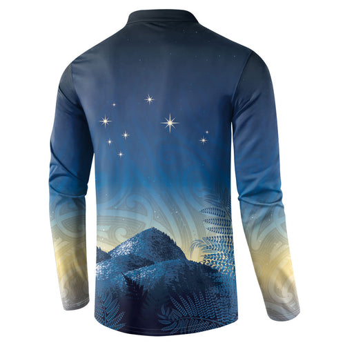 New Zealand Matariki Button Sweatshirt Maori Waka With Silver Fern