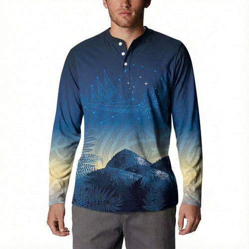 New Zealand Matariki Button Sweatshirt Maori Waka With Silver Fern