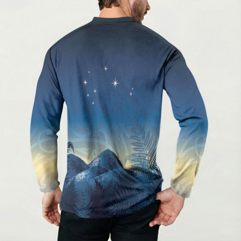 New Zealand Matariki Button Sweatshirt Maori Waka With Silver Fern