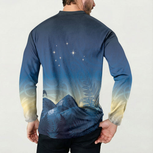 New Zealand Matariki Button Sweatshirt Maori Waka With Silver Fern