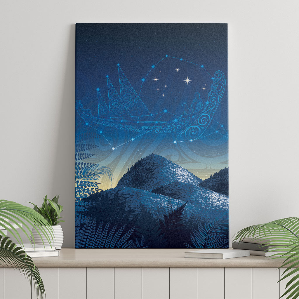 New Zealand Matariki Canvas Wall Art Maori Waka With Silver Fern