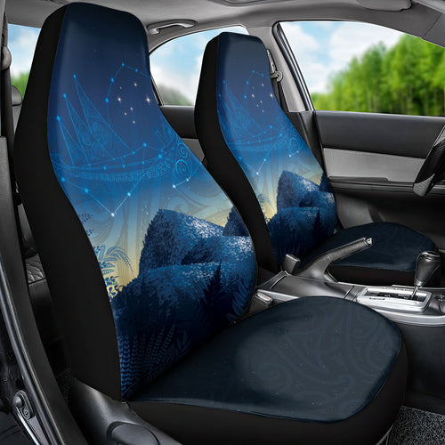 New Zealand Matariki Car Seat Cover Maori Waka With Silver Fern