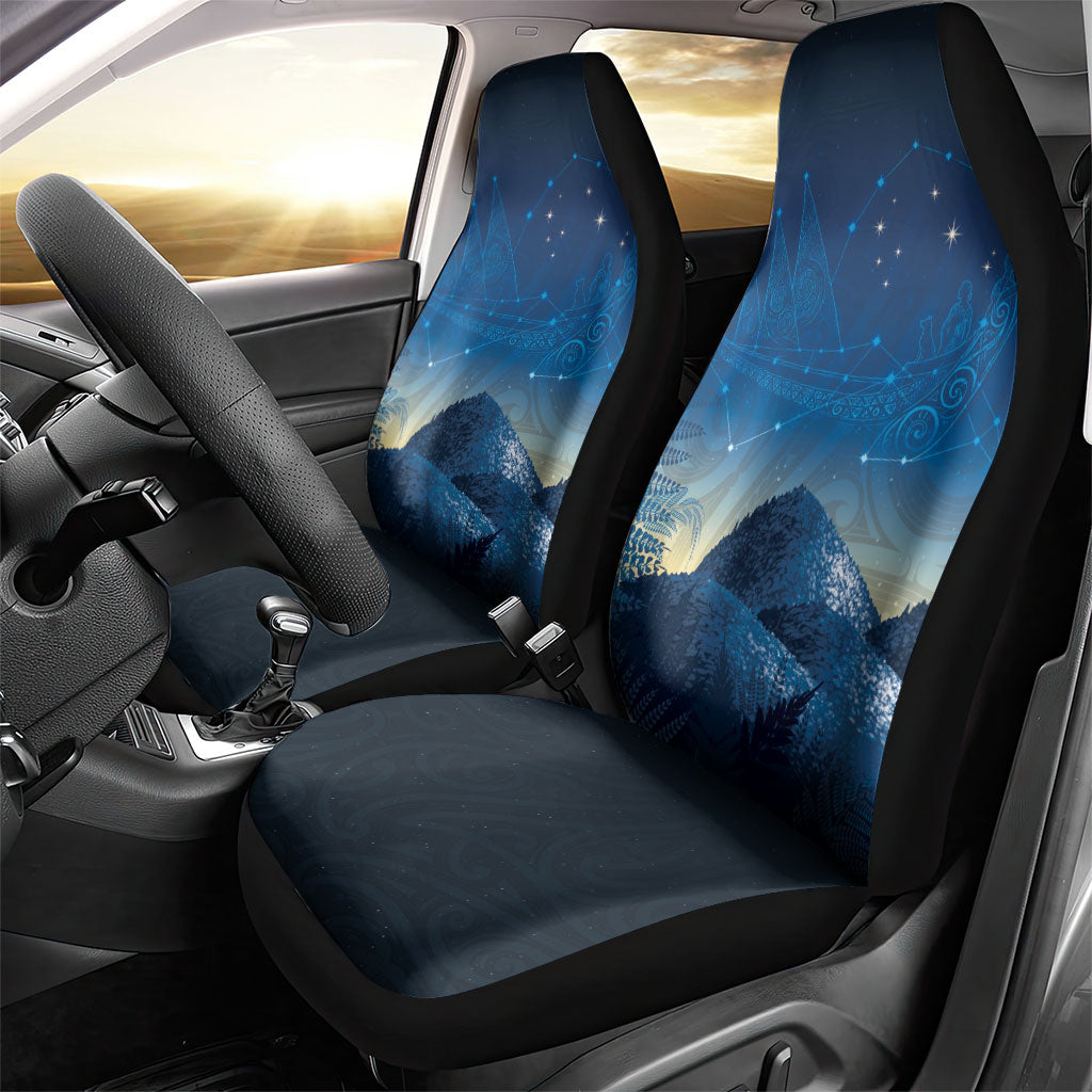 New Zealand Matariki Car Seat Cover Maori Waka With Silver Fern
