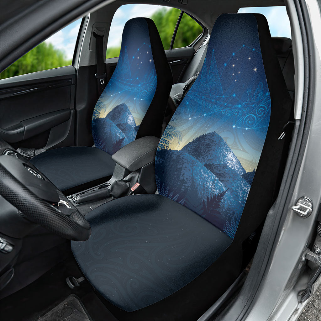 New Zealand Matariki Car Seat Cover Maori Waka With Silver Fern