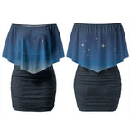 New Zealand Matariki Couples Matching Off Shoulder Short Dress and Hawaiian Shirt Maori Waka With Silver Fern