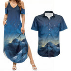 New Zealand Matariki Couples Matching Summer Maxi Dress and Hawaiian Shirt Maori Waka With Silver Fern