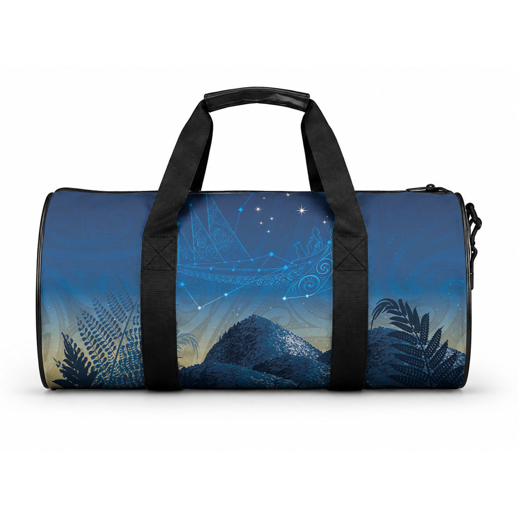New Zealand Matariki Duffle Bag Maori Waka With Silver Fern