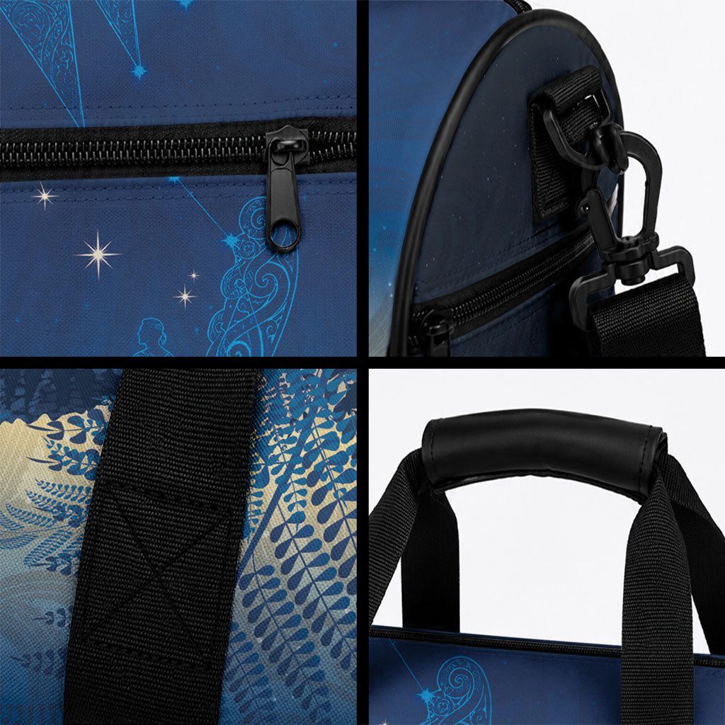 New Zealand Matariki Duffle Bag Maori Waka With Silver Fern