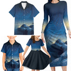New Zealand Matariki Family Matching Long Sleeve Bodycon Dress and Hawaiian Shirt Maori Waka With Silver Fern
