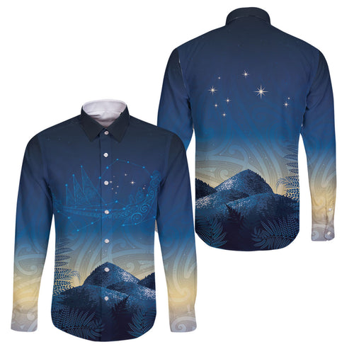 New Zealand Matariki Family Matching Off The Shoulder Long Sleeve Dress and Hawaiian Shirt Maori Waka With Silver Fern