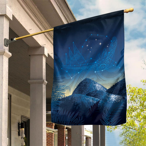 New Zealand Matariki Garden Flag Maori Waka With Silver Fern