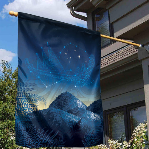 New Zealand Matariki Garden Flag Maori Waka With Silver Fern