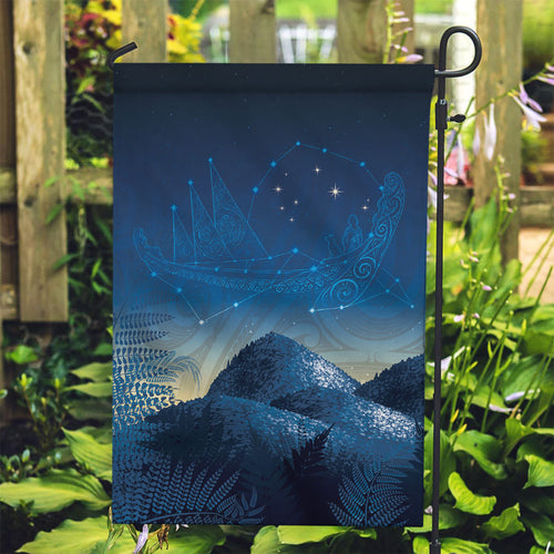 New Zealand Matariki Garden Flag Maori Waka With Silver Fern