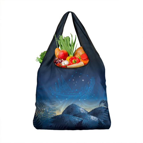 New Zealand Matariki Grocery Bag Maori Waka With Silver Fern