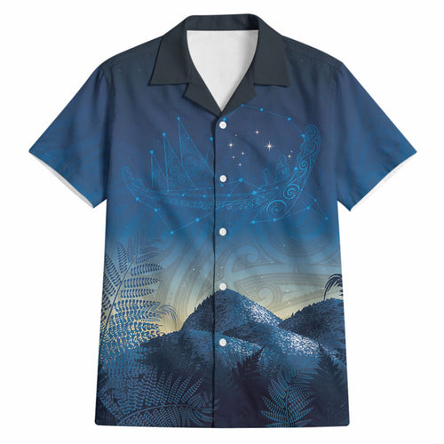 New Zealand Matariki Hawaiian Shirt Maori Waka With Silver Fern