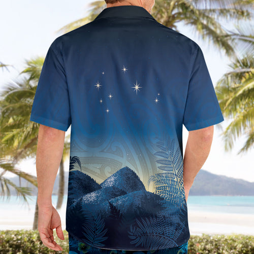 New Zealand Matariki Hawaiian Shirt Maori Waka With Silver Fern