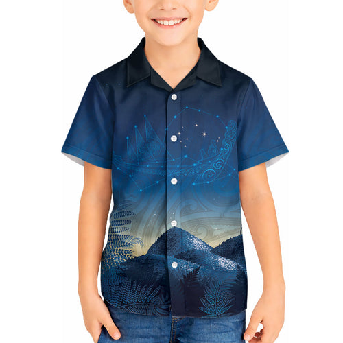 New Zealand Matariki Hawaiian Shirt Maori Waka With Silver Fern